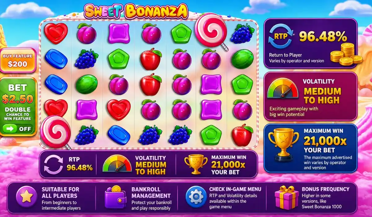 Sweet Bonanza RTP, Volatility & Maximum Win